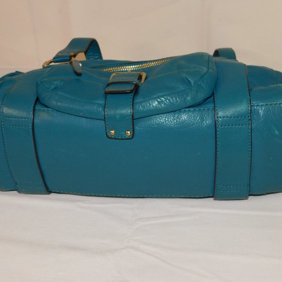 MICHAEL KORS Satchel Barrel Leather Handbag Large Turquoise - Picture 10 of 14
